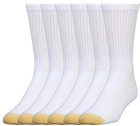GOLDTOE Men's Harrington Crew Socks, Multipairs, White (6-Pairs), Large
