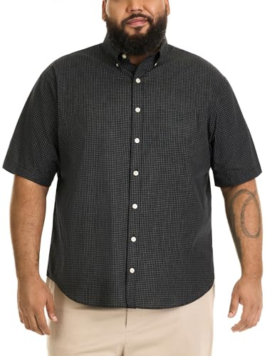 Van Heusen Men's Tall Big and Tall Wrinkle Free Short Sleeve Button Down Shirt Shirt, -black, 2X-Large