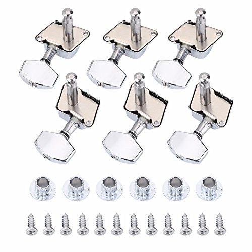 Dilwe Guitar Machine Heads Kit, 6 Pcs Tuning Pegs with Threaded Bushings and Screws for Electric and Acoustic Guitar