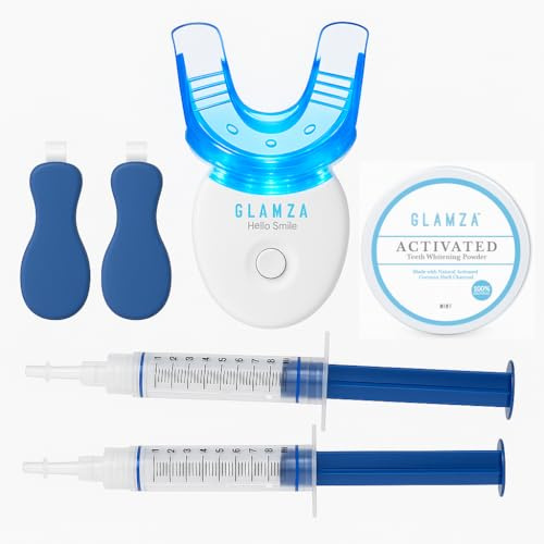 Glamza Ultimate Teeth Whitening Kit - Includes Teeth Whitening Tray, x2 10ml Gels, Teeth Whitening Strips & Activated Charcoal Teeth Whitening Powder
