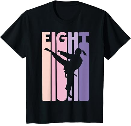 8th Birthday Gift Karate Retro Taekwondo Martial Arts Girls T-Shirt