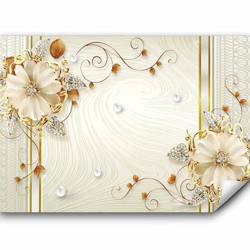murando - Vlies Fototapete orientalische Muster 400x280cm - Foto Tapete Wohnzimmer Vliestapete XXL Motivtapeten Bildtapete 3d Effekt Wand Dekoration - Blumen Ornament Perlen beige n-B-0083-a-a