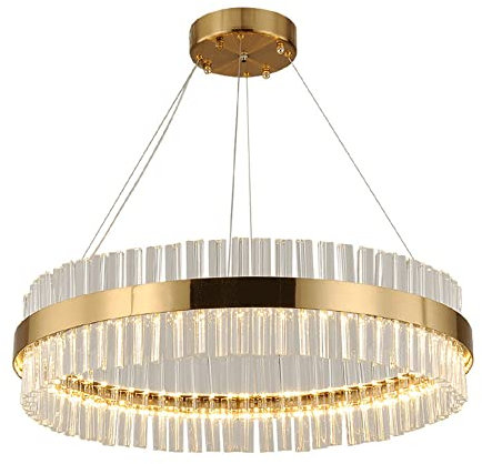 DZQWLL Circle Crystal Hanging Lamp LED Ring Light Fixtures Creative Chandelier Bedroom Decoration Ceiling Lamp Dining Room, Living Room, Bar, Kitchen Pendant Lighting