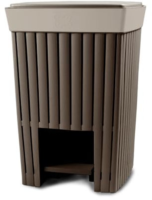 Ecoplast | Pattumiera con Pedale 20 Litri Doga, Cestino Spazzatura in Plastica Riciclata, Colore Moka, 30x26x45, Made in Italy