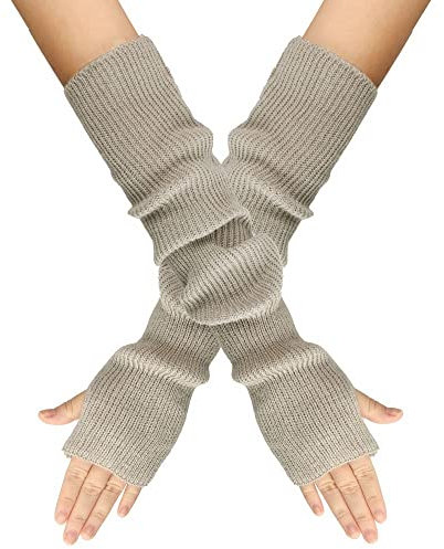 LUMoony 1 Pairs Damen Winter Handschuhe Gestrickte Armstulpen Elastische Stretch Stricken Arm Handschuhe Armstulpen Winter Daumenloch Armwärmer Lange Handwärmer Stricken Armlinge Pulswärmer