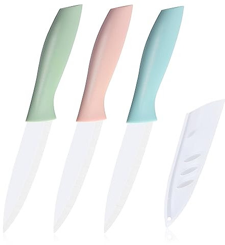 shoplease Coltelli Chef Set, coltelli ceramici da 3 pezzi, coltello da frutta da 4 pollici è adatto per la maggior parte delle verdure, frutta e carne