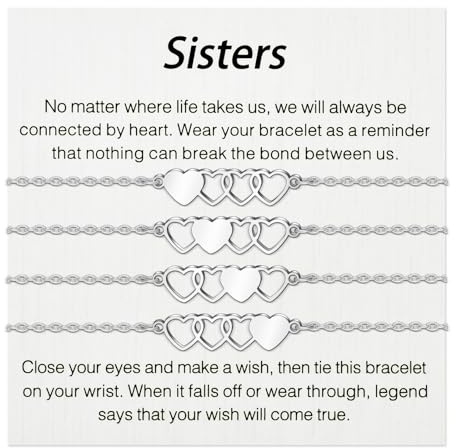 BOCHOI 2/3/4 Amistad He2/3/4 Amistad Hermana Pulseras Pulseras de la Amistad Pulsera de Plata con Forma de Corazón Regalos Navidad para las Niñas Mejores Amigos Bracciali per uomo e donna 83