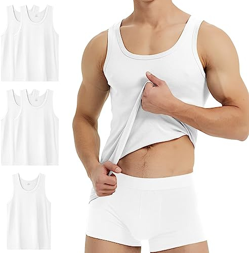 YouShow Undertröja för män, 3/5-pack, 100 % bomull, linne, finribbad
