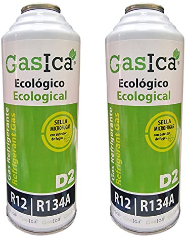 Petroline Gasica D2 226g. (Pack 2 uds.) Botella Refrigerante Orgánico Ecológico Sustituto del R12 y R134A para Recarga de Aire Acondicionado Coches