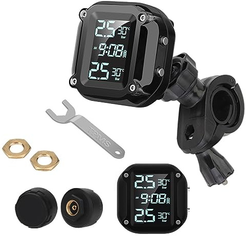 Sensori Pressione Pneumatici, TPMS Sistema di Monitoraggio Della Pressione dei Pneumatici per Moto TPMS di Ricarica USB Moto con 2 sensori Esterni Display LCD Digitale TPMS per Moto a Due Ruote