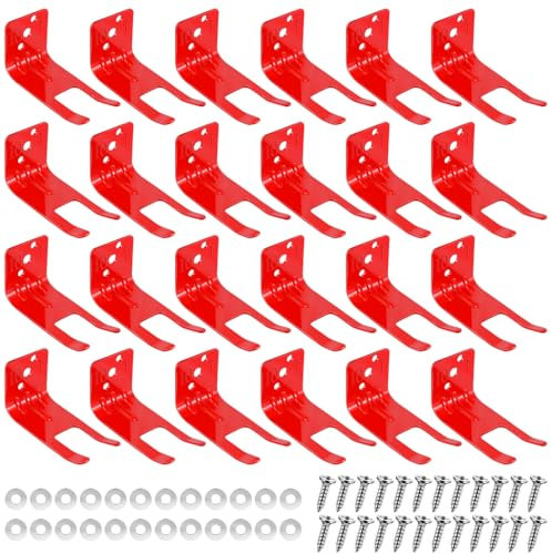Tandefio 24 Sets Universal-Feuerlöscher-Halterung für 2,3–5,9 kg, Gabel-Stil, Feuerlöscher-Halterungen mit Körperschlitzen, Feuerlöscher-Aufhänger Halter für Trocken- und Wasserlöscher, rot