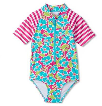 Hatley Girls' One Piece Rashguard, Fuchsia Purple