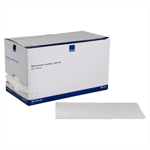 ABENA Kompressen 10x20 cm, Steril, Vlieskompressen, Mullkompressen, 100 Stück, ULTRASOFT Wundauflagen, 4-lagig, Verpackt 2 Stück, Nicht gewebt, Saugfähig, Weich, Nicht-klebende