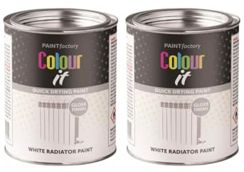 MIXEL White Radiator Gloss Tin Paint, Quick Drying, Easy to Apply, Long-Lasting Protection, DIY Enthusiasts, Home Décor, Interior And Exterior Use, 300ml, (2 Pcs)