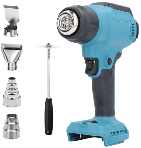 Ventilatore ad aria calda per batteria Dewalt da 20 V (senza batteria), pistola termica manuale da 550 °C con 4 ugelli in acciaio inox, pistola termica per saldatura fai da te, fai da te