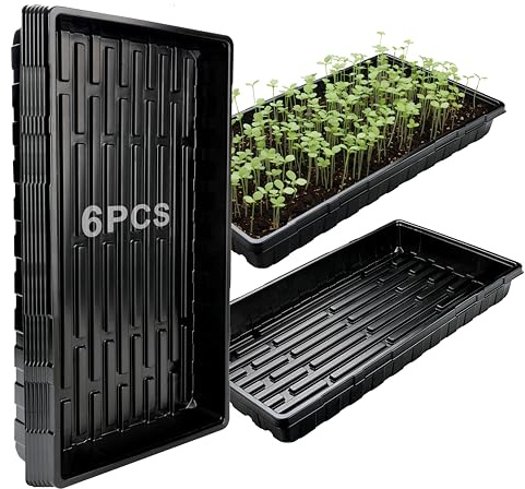 Lishang 6 Stück Anzuchtschale 54x28x6cm Auffangwanne Pflanzwanne Kunststoff Ohne Bodenlöcher Aussaatschale Plastikwanne Kunststoffwanne Flach für Garten Balkon Gemüse Pflanzenkeimung