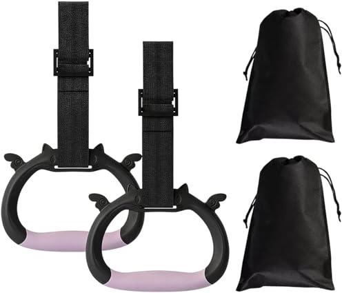 klahh 2 Pcs Gymnastics Rings with Adjustable Straps, Pull Up Rings for Strength Training, Calisthenics Rings for Home Gym, Indoor Outdoor Workout with Carry Bag