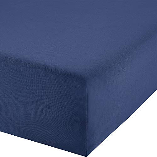 Erwin Müller Boxspringbett-Spannbettlaken Freising Elasthan-Jersey-Stretch - dunkelblau Größe 90x190 cm - 100x220 cm - dehnbar, antipilling, bügelfrei, Rundumgummi