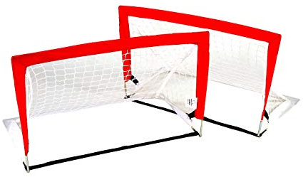 Bandito Kit de buts pop-up Quadro pour hockey amusant, hockey sur terrain, football, hockey sur glace et autres sports - Résistant aux intempéries - Robuste et stable - Rouge/blanc