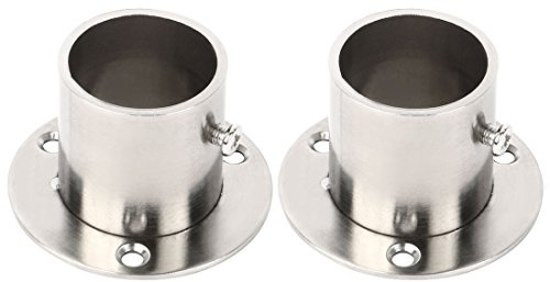 sourcing map Support Tige penderie Armoire Habit embase Femelle Support Acier INOX 2pcs 32mm Dia
