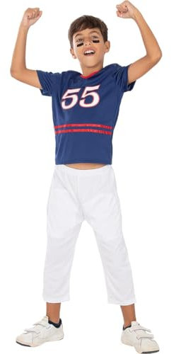 Funidelia | American Football Kostüm für Jungen Rugby, Quarterback, American Football, Berufe - Kostüm für Kinder & Verkleidung für Partys, Karneval & Halloween - Größe 7-9 Jahre - Blau