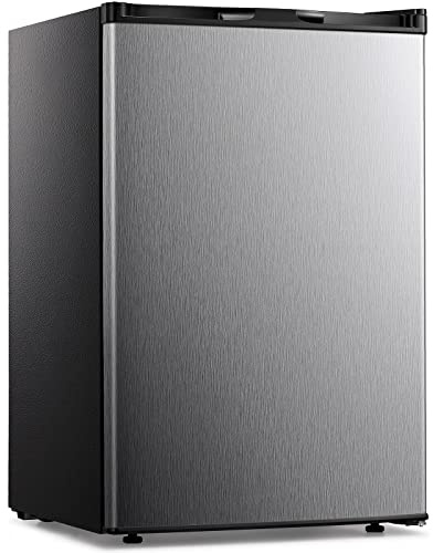 Kismile Small Freezer Upright, 3.0 Cu.ft Mini Freezer with Adjustable Thermostat, Removable Shelves, Reversible Single Door, Stand Up Freezer for Bedroom/Home/Dorms/Apartment (Stainless Steel)