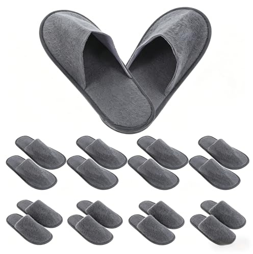 DOITOOL Lot De 10 Paires Pantoufles Jetables Pliables Non Glissées Pour Hôtel Spa Maison Voyage 11.02X3.54X0.31In Léger Confortable Usage Unique