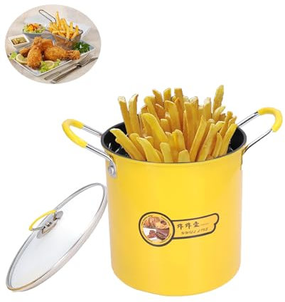 Olla para freidora Tempura, Mini freidora de 3L, olla para freír japonesa de acero inoxidable con tapa de estante de filtro de aceite para cocina casera