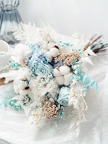 MUNACRAFT Bouquet di Foglie di Eucalipto Naturale Rosa Conservata Bouquet di Fiori Veri Fiori Secchi Bouquet da Sposa Decorazione Domestica Desktop Decor-B,No Vaso
