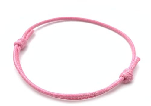 [2 Stück] Dezentes einfaches Armband | Handgemachtes dünnes Surfer Band aus gewachster Baumwolle | Geschenk Freundschaftsarmband | Viele Farben (2 Stück, Rosa)