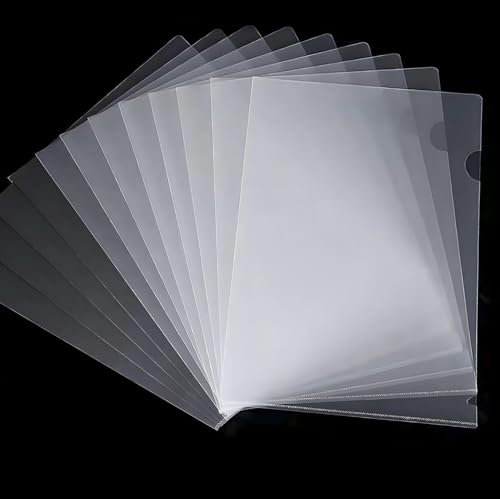 GEBETTER 12 Packs A4 Transparent Plastic Folders Clear Plastic Wallets A4 Plastic Sleeves for Office School Work Report Presentation Project Documents File