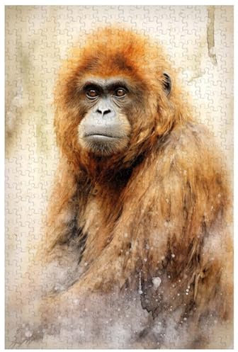 For adult, 1000 piece wooden jigsaw puzzle, a confused woolly monkey in a big tree, Animal puzzles, Various sizes (a ; 1000)