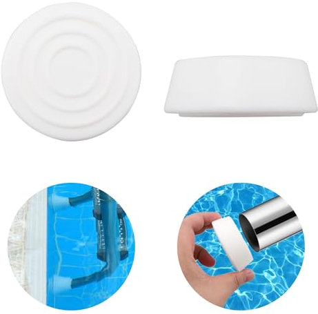 KOOTAU Pare-chocs d'échelle de piscine extérieurs en caoutchouc blanc, 2 échelles de piscine creusée de 4,8 cm de diamètre