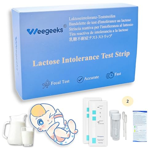 WEEGEEKS Prueba de Integridad de Lactosa Tira de Prueba de Actividad de Lactasa - Fiable, Rápida y Fácil de Usar Herramienta de Diagnóstico en Casa. Adecuado para varios grupos de personas (2)