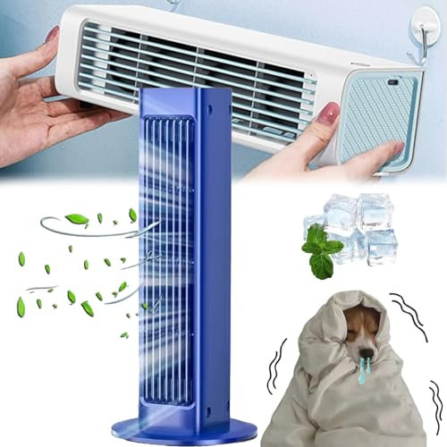 YOHFRFGX Coldeez Cooling Ace 4.0, Cooling Ace Air Conditioner, Coldeez Air Conditioner, Portable Air Conditioner Cooling Ace with 3 Speeds, Air Cooler for Room Patio (Blue,Plug-in model)