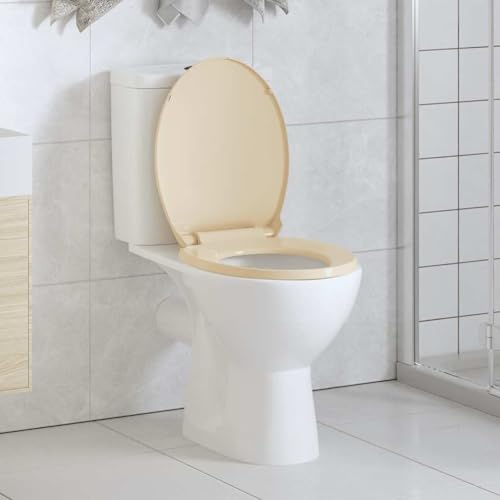 Tidyard Soft-Close Toilet Seat Quick Release Beige Oval Universal Fit for All Common Toilet Bowls, Easy Installation and Clean