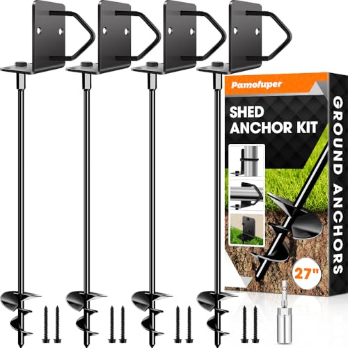Lot de 4 ancrages au Sol à Visser de pour Trampoline – Kit d'ancrage | robuste pour caravane – Kit d'ancrage pour abri de jardin – Ancrages pour balançoires (4 x 68 cm)