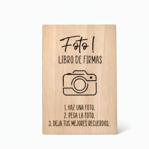 Lulamuk Carteles Rincones Boda (Candy Bar, en Recuerdo...) | Decoración Boda Libro de Firmas, Haz tu Foto, Photocall | 26 x 17 cm | Cartel Boda en Madera