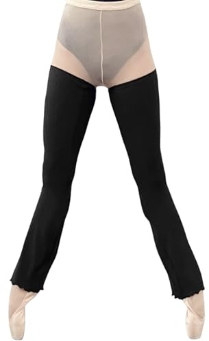 Tacherlia Ballet Flared Leg Warmers 1 Pair 29.5 Inches Over The Knee Elastic At Top For Women,Black,Small