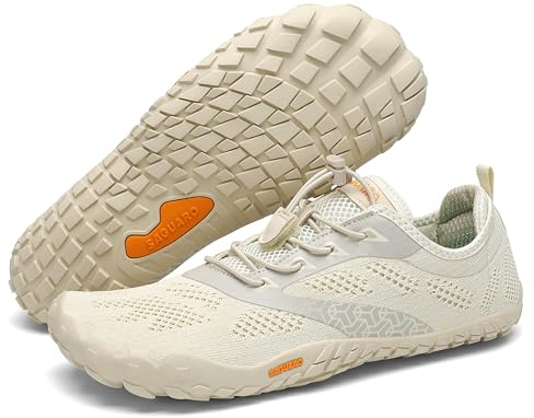 SAGUARO Zapatilla Minimalista Hombre Zapatillas de Trail Running Mujer Zapato Descalzo Beige Gr.41