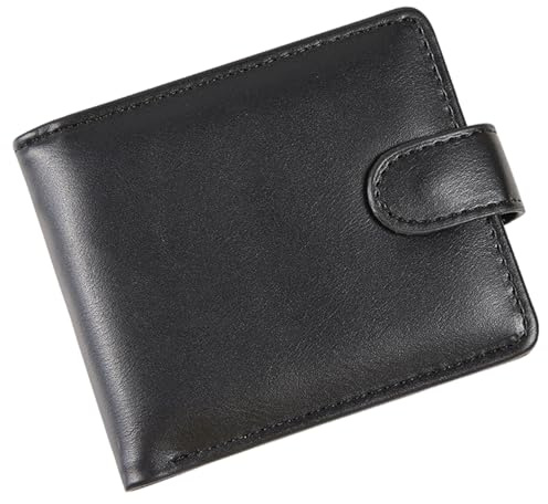 FveVqe Mens Wallets, Wallets for Men UK Blocking Genuine Leather Bifold with Coin Pocket, ID Window, 4 Card Slots – Black Wallet for Daily Use | Minimalist RFID Wallet for Men UK Gift-Ready