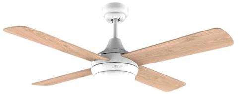 EVVO Ventilador de Techo V440 Wood 106 cm (40), Aspas de Madera Reversibles, Luz LED 3 Tonos, Motor 40W DC Silencioso, Mando a Distancia, Modo Invierno/Verano, Temporizador