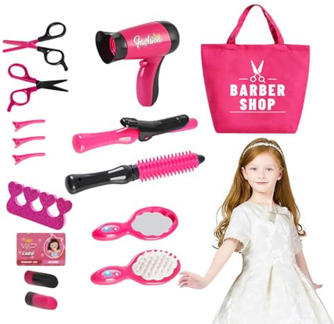 Juego de peluquería Play Pretend, Set de peluquería - un secador de Pelo y de Juguetes para niñas | Colorido Juego de Maquillaje de Juguete para guardería, habitación de los niños
