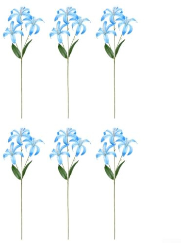 Bouquet di giglio artificiali, 60 cm, fiori finti realistici, per centrotavola per matrimoni, decorazione da tavolo per casa e ufficio, composizione nuziale fai da te (blu)