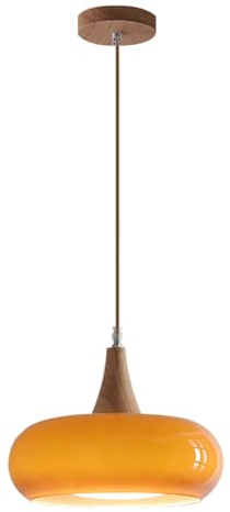 HUAYUSEDF 11 tums orange hängande lampa i glas, ljuskrona fransk minimalistisk stil, E26 ljuskälla med en ett huvud, ljusarmaturer for balkongdekoration vardagsrum och sovrum