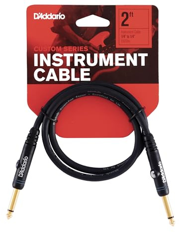 D’Addario Accessories Custom Series Patch Guitar Cables - Guitar Pedal Cable with ¼ Inch Ends - Durable & Reliable - Instrument Cable for Pedalboards - Straight End, 2 feet