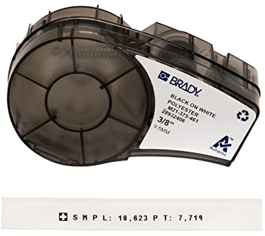 Brady Ruban en polyester pour BMP21-PLUS; BMP21-LAB ; BMP21, 9,53 mm x 6,40 m, noir sur blanc