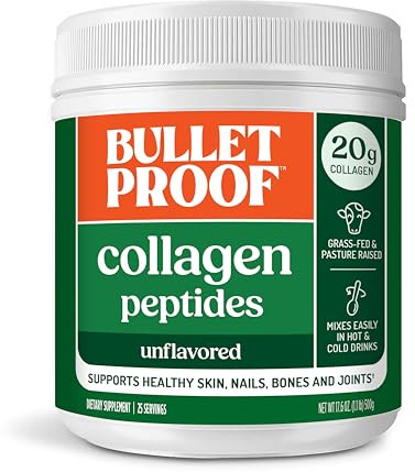 Bulletproof Unflavored Collagen Peptides Powder, 20g Grass-Fed Collagen Protein and Amino Acids for Skin, Bones and Joints, 17.6 Ounces