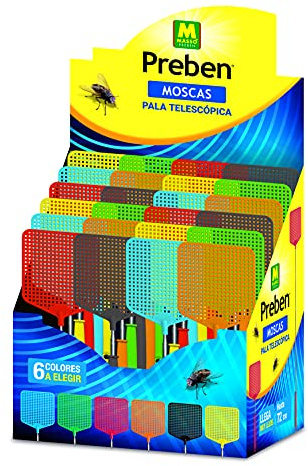 Preben 231312 - Pala matamoscas telescópica, 10.5 x 29 x 2 cm, Multicolor