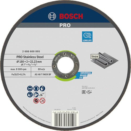 Bosch 2608600095 Disco per smerigliatrice 180 x 2 mm per acciaio